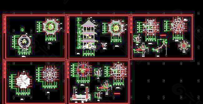 全套八角亭建筑施工图