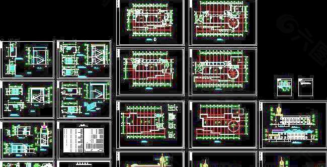 四层文化广场管理用房框架结构建筑施工图