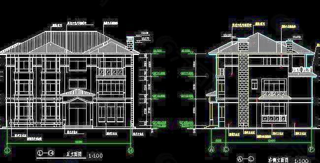 带露台全套三层中欧式别墅框架结构建筑施工图（附结构图） 18x17
