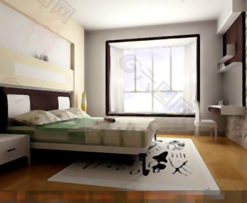 现代的简单和优雅的白色的卧室