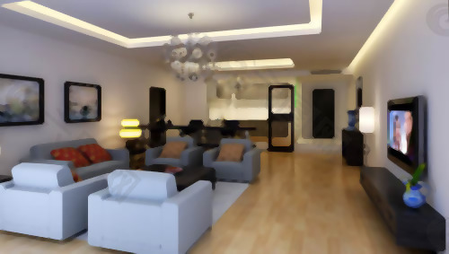 客厅- 26，接待室，家里的空间，模型，三维