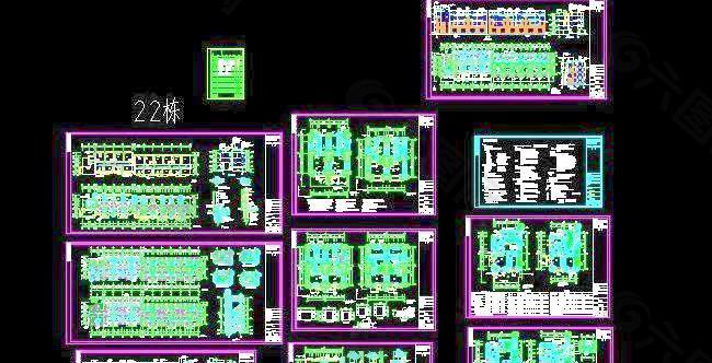 四层联排住宅全套建筑施工图（共22幢）