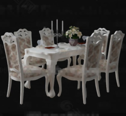 白色碎花田园风格的餐桌