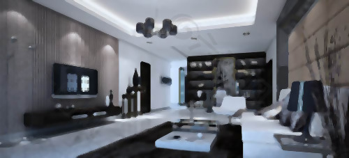 客厅- 40，接待室，家里的空间，模型，三维