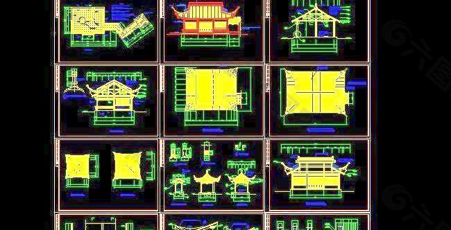 整套亭子CAD施工图