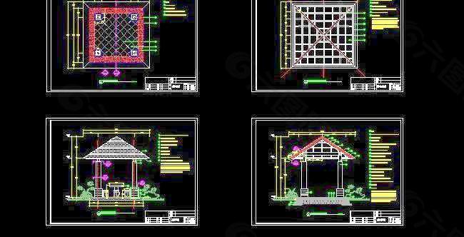 园林景观木亭设计施工图