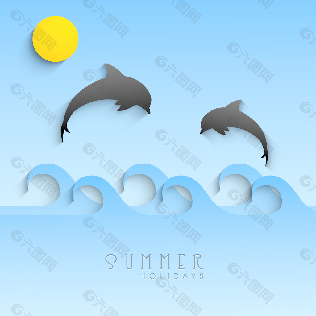 海浪和海豚在漂亮的背景背景素材免费下载 图片编号 六图网