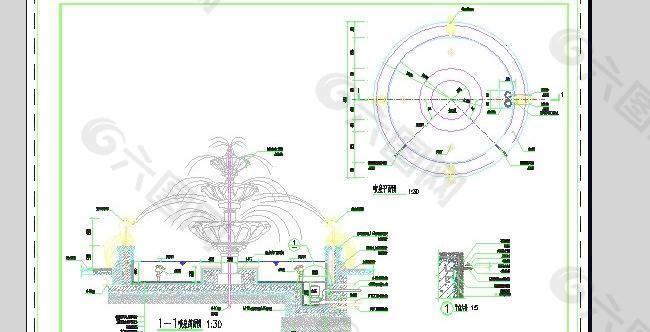 园林雕塑喷泉详图