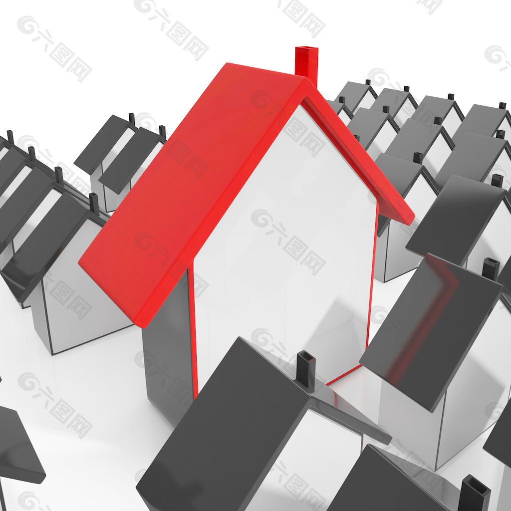 房子的图标显示房地产销售