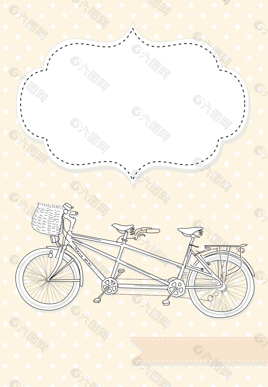 双人自行车婚礼邀请圆点背景