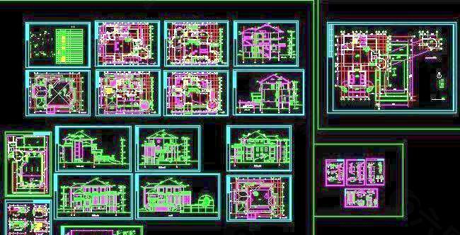 三层豪华别墅建筑设计施工图 20x14