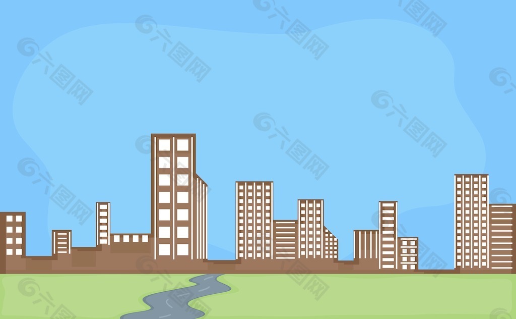 卡通背景城市与建筑背景素材免费下载 图片编号 六图网