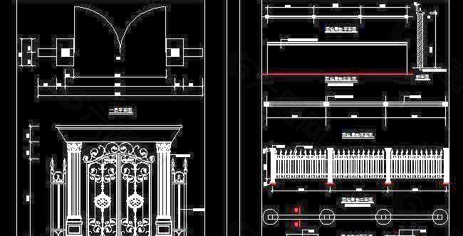 铁艺大门及围墙设计图