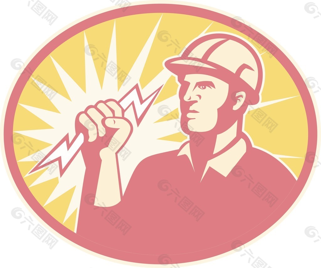 电工电力线路工人的闪电
