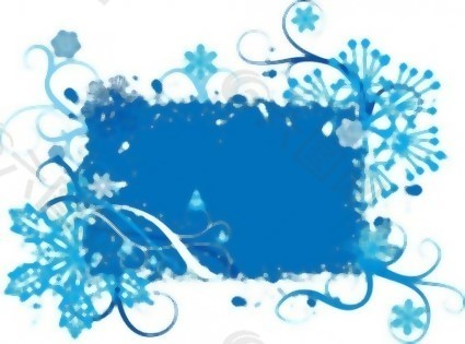蓝雪花和花卉背景矢量图形