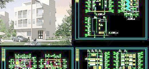 私人别墅建筑结构带效果图(12x11)