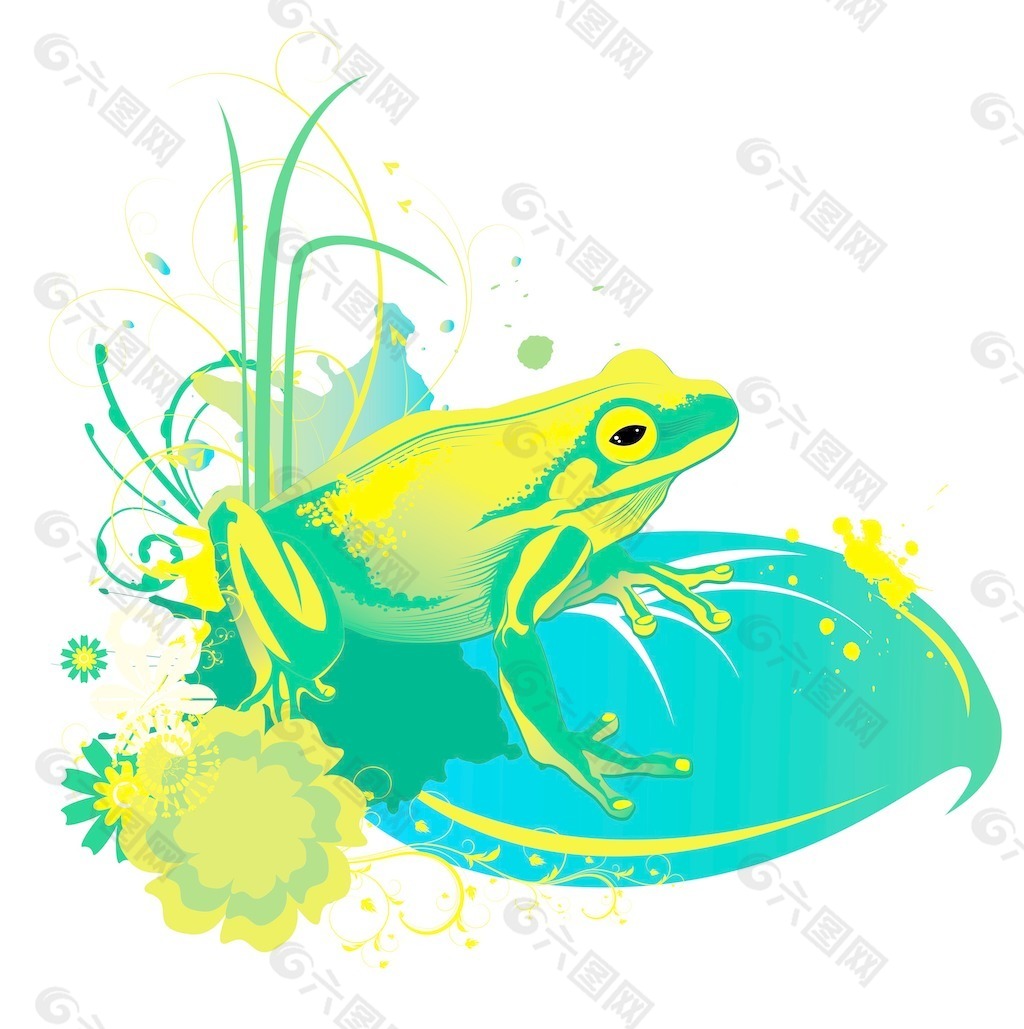 青蛙矢量春天的插图