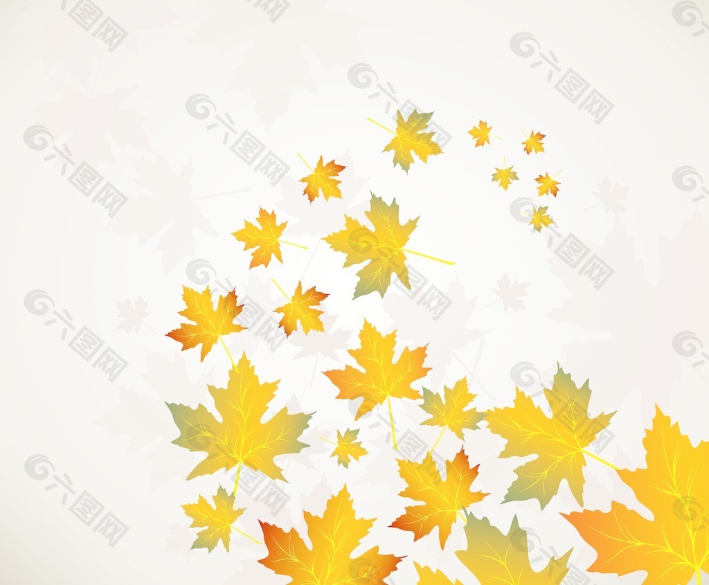有很多的树叶矢量秋天背景