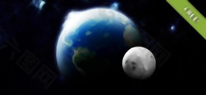 Adobe PS图象处理软件3D地球和月亮