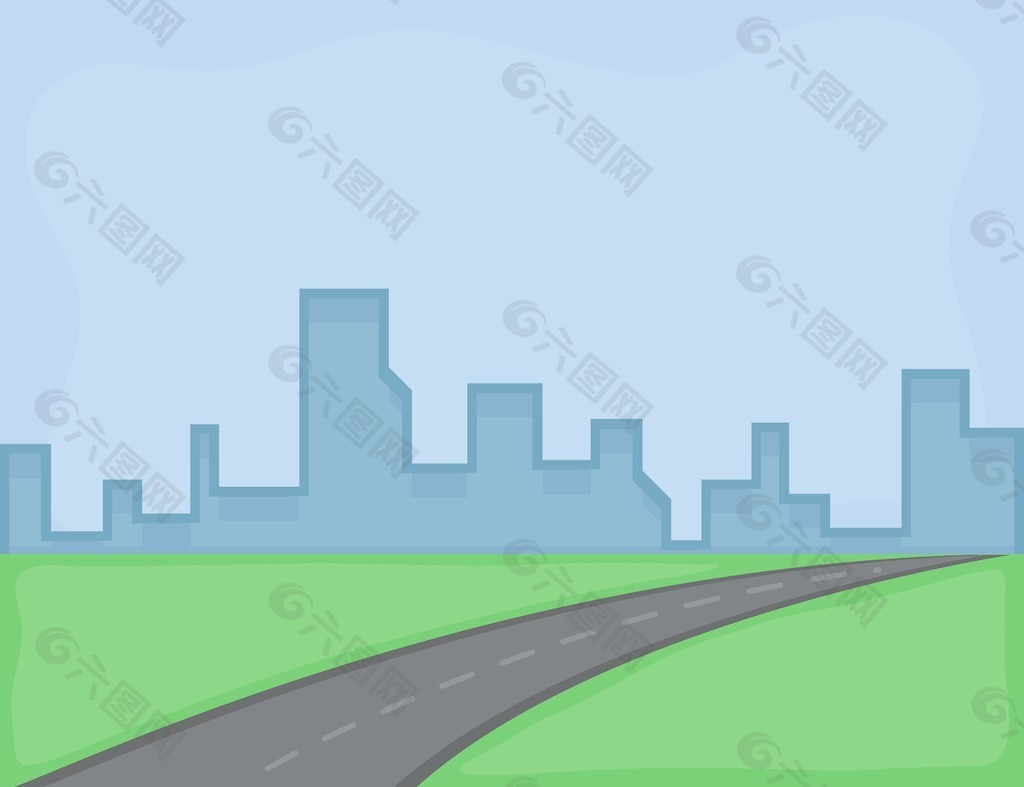 卡通背景-公路和城市