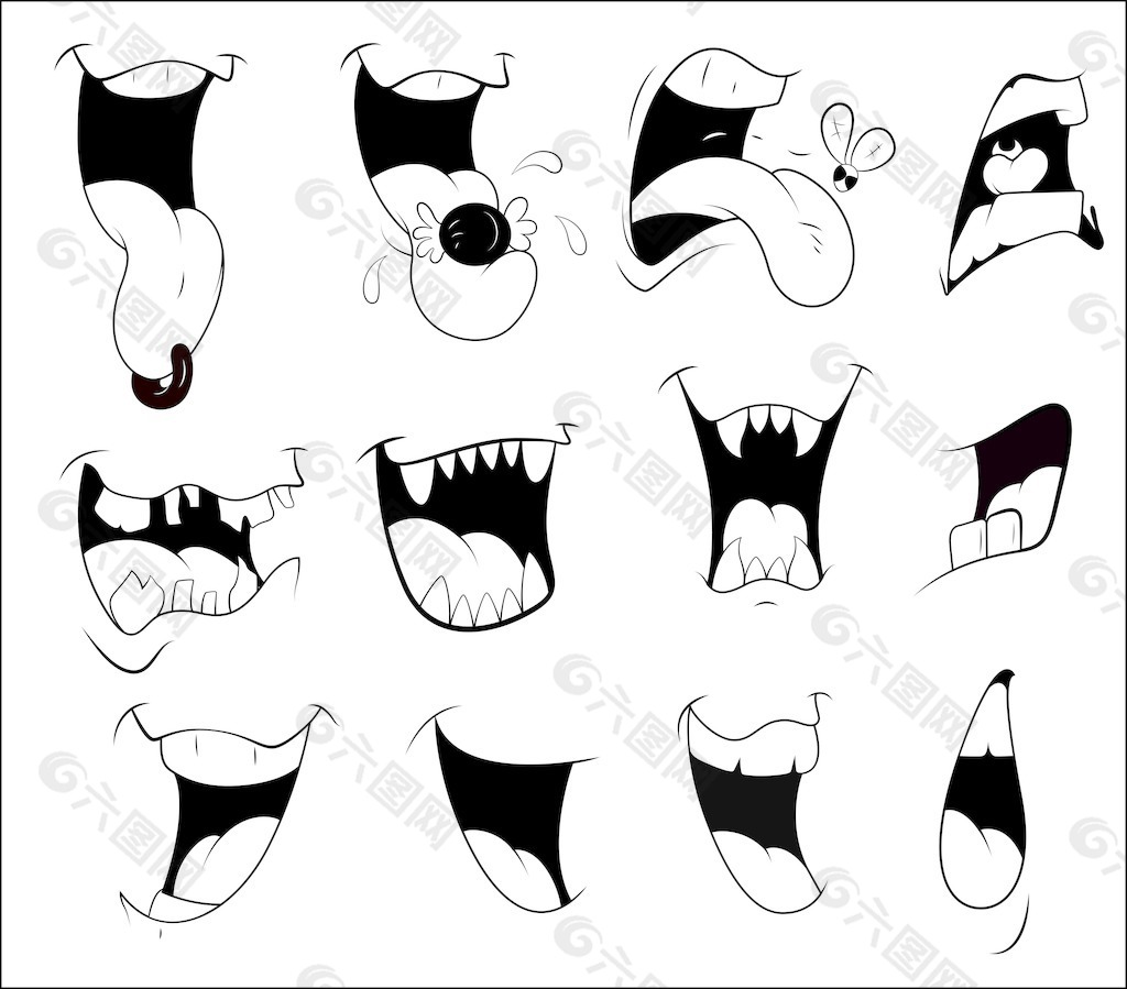 矢量卡通口设计元素素材免费下载 图片编号 六图网