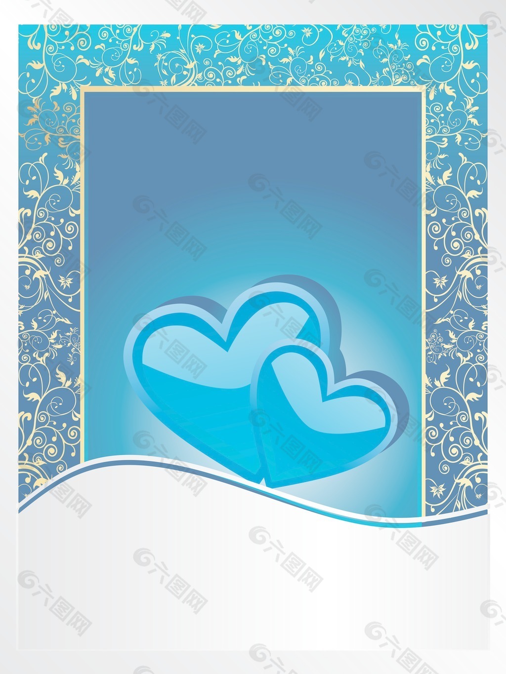 在蓝色和银色的背景的结婚周年纪念卡