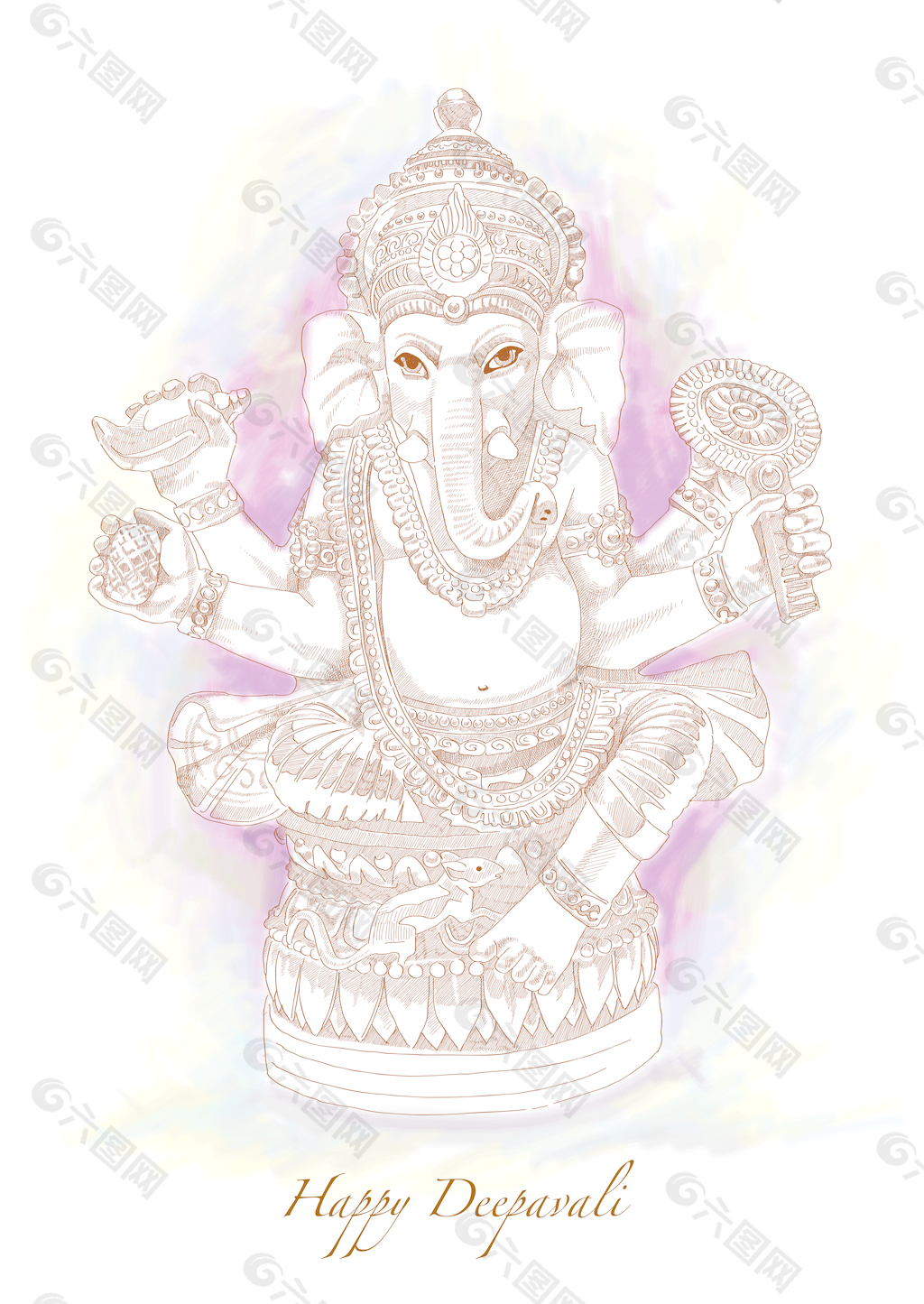 矢量手绘的印度教Ganesh神