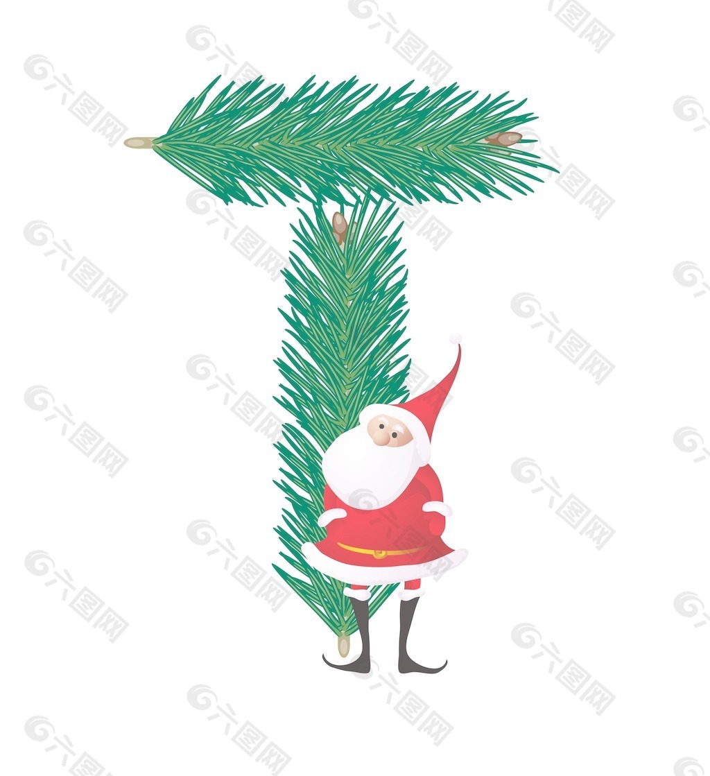 圣诞装饰杉树的ABC滑稽的圣诞老人的信T载体