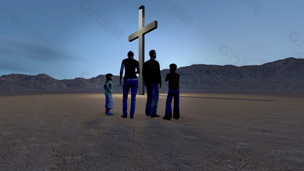 基督徒的家庭在十字架