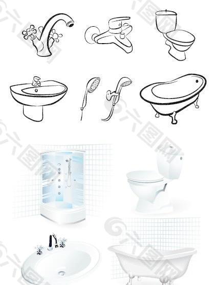 浴室图标矢量素材