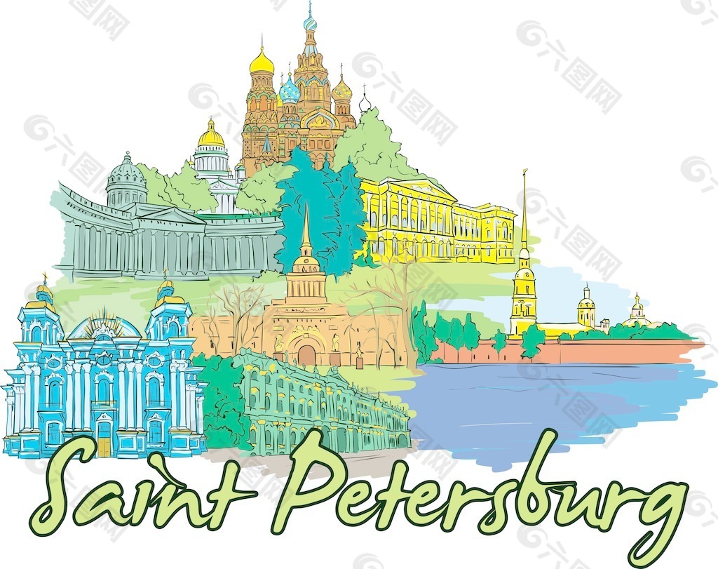 圣彼得堡矢量涂鸦