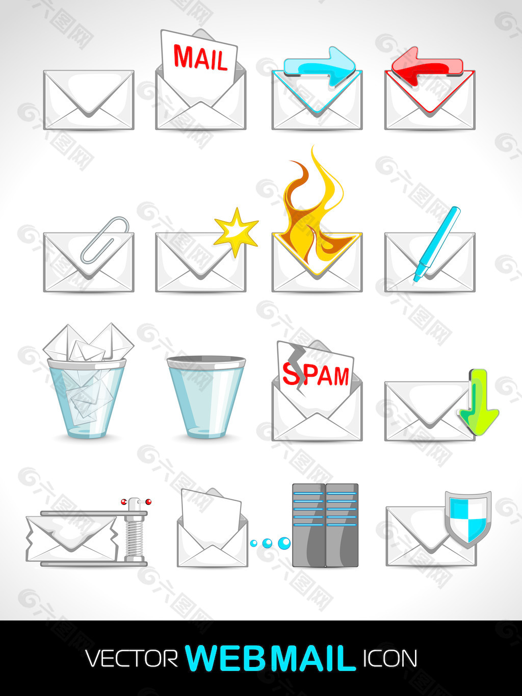 Web邮件图标矢量插画集