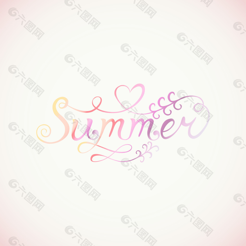 夏天水彩手绘水彩背景矢量字体
