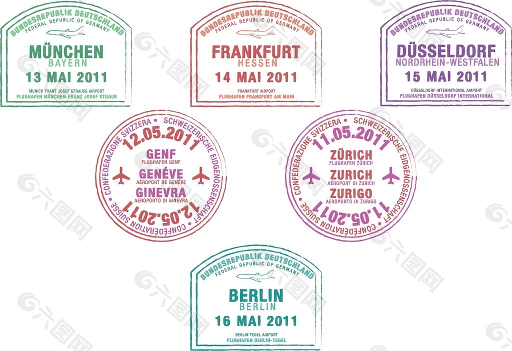 矢量格式从德国和瑞士护照