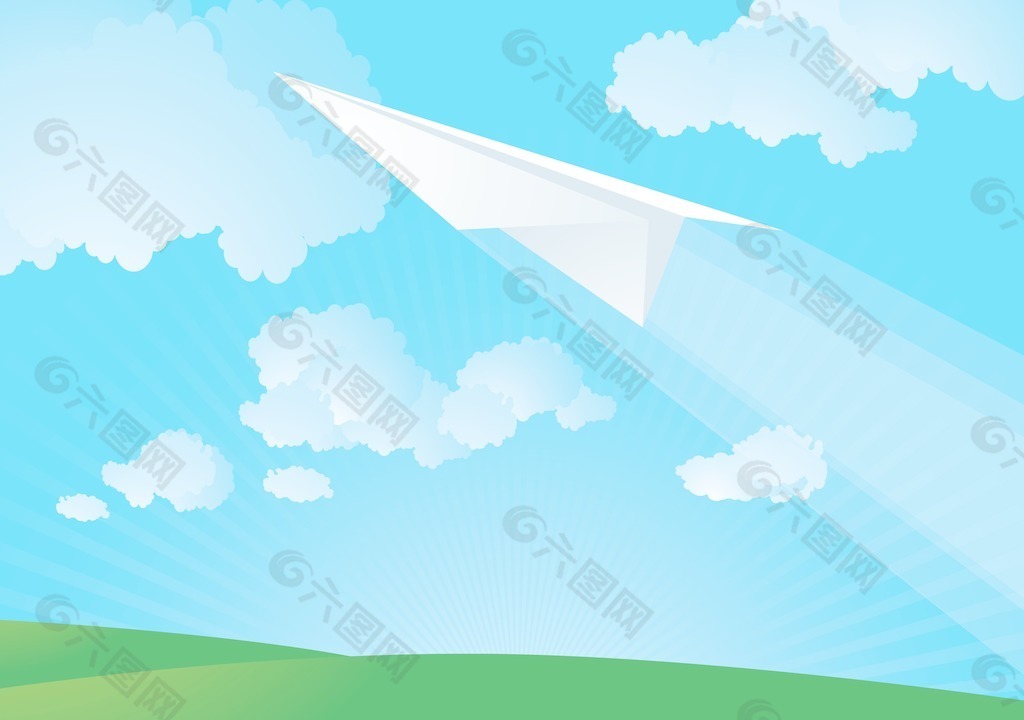 天空中的向量的纸飞机