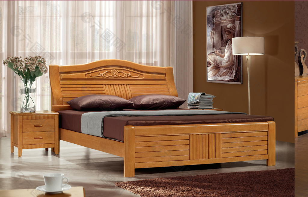 实木床免费 实木床背景 实木床图