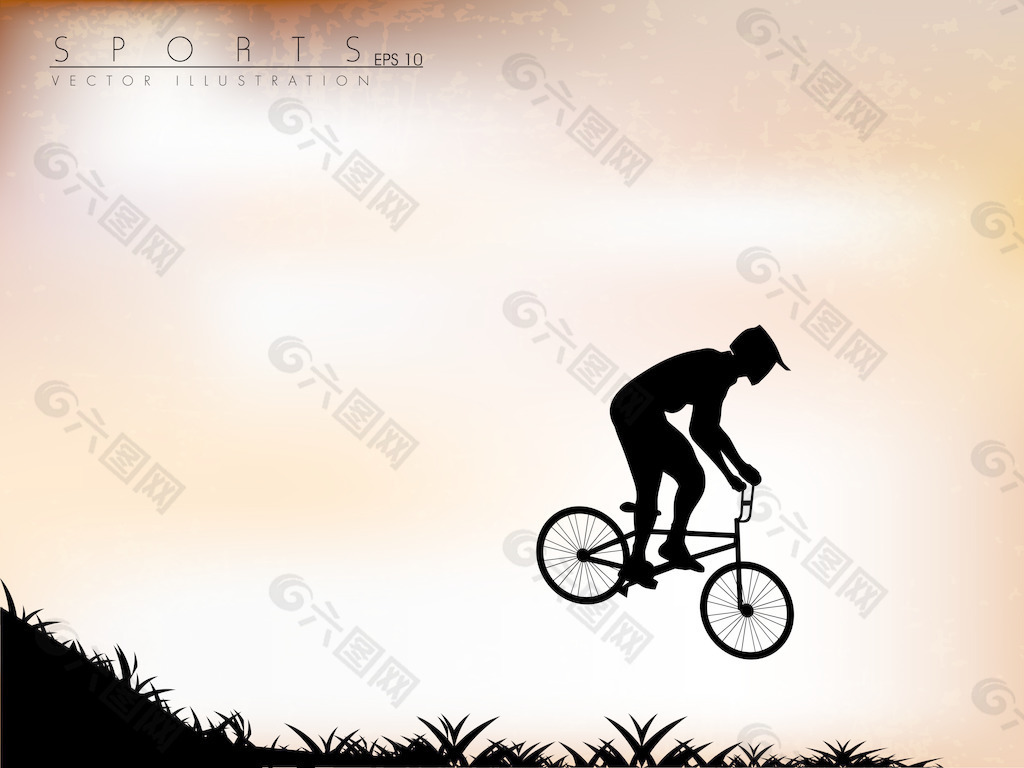 对垃圾背景容易编辑的BMX自行车矢量插画