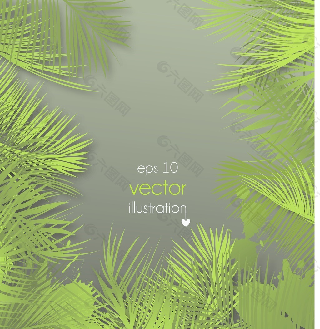 棕榈树叶背景矢量插画