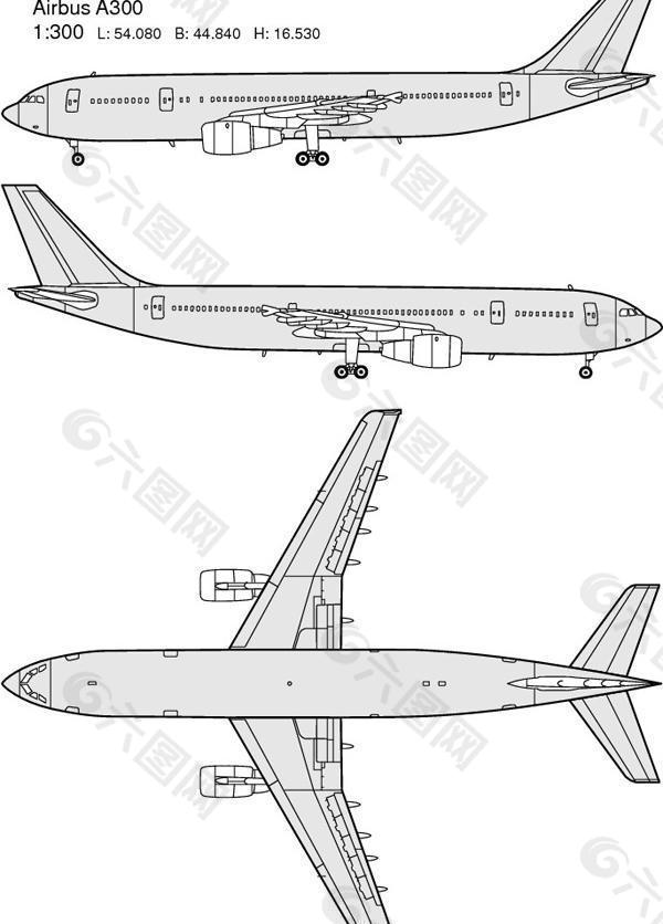 飞机线稿矢量图