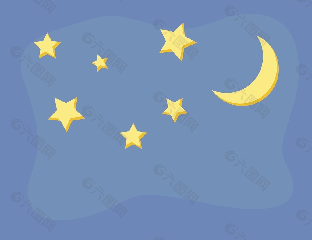 卡通背景星空 月亮