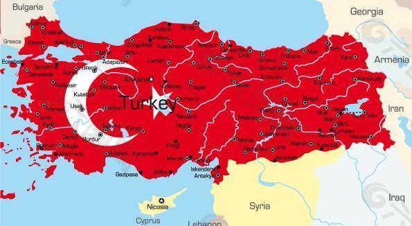 土耳其国家版图矢量图