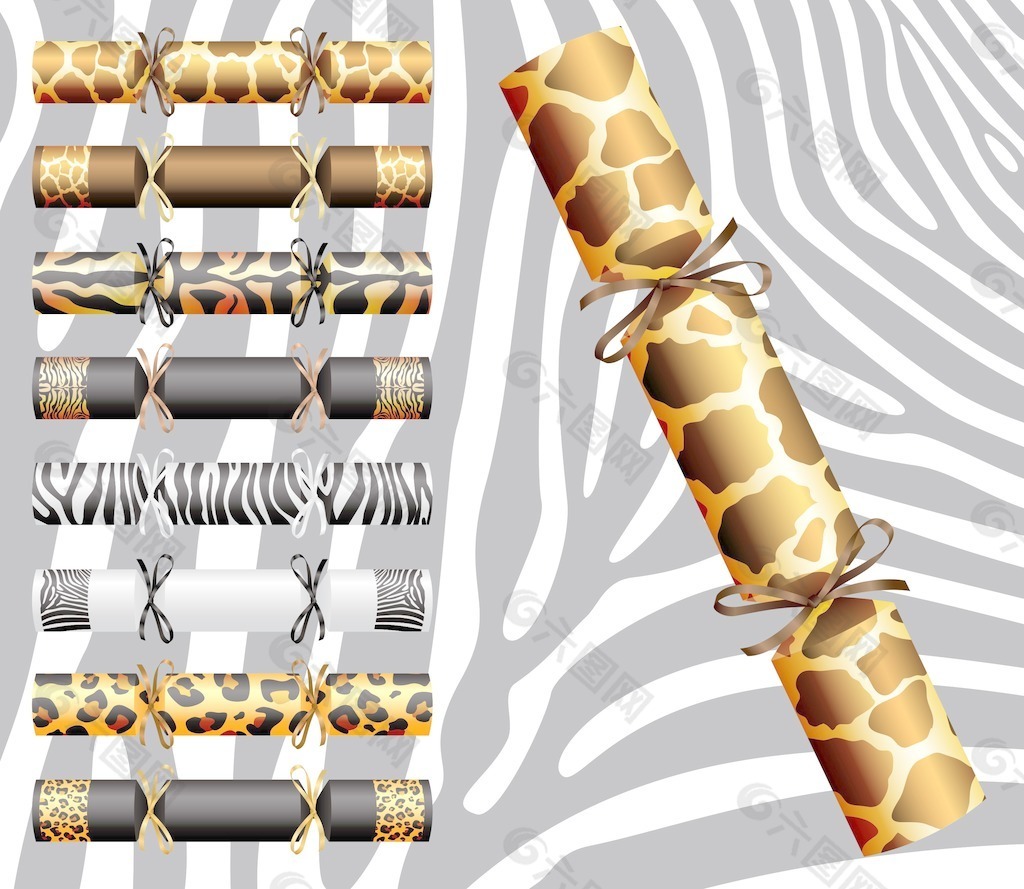 从上到下 长颈鹿矢量格式的动物图案的饼干