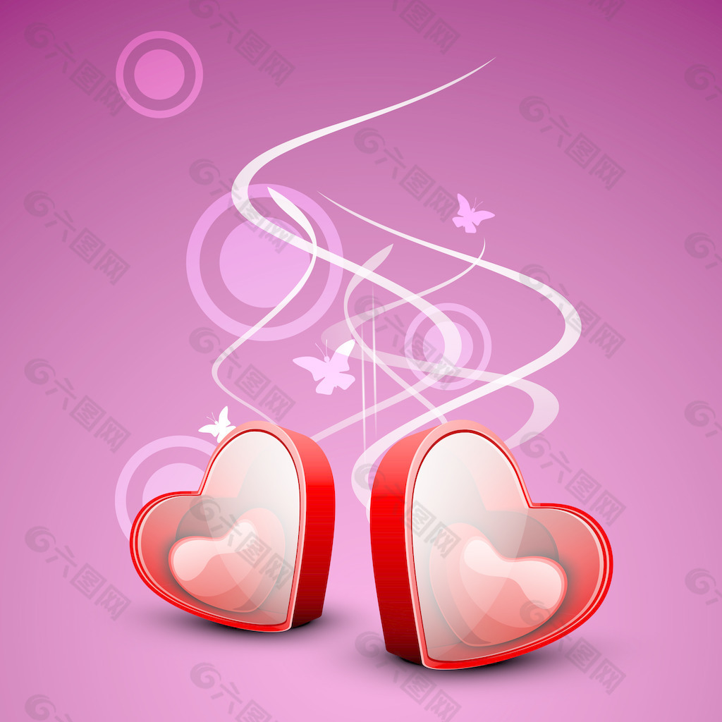 红色恋人的心在箱子上美丽的粉红色的创作背景的爱情观
