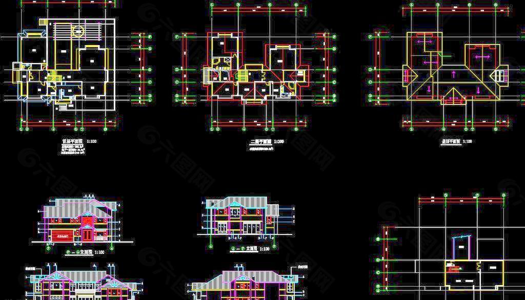 几套别墅图纸