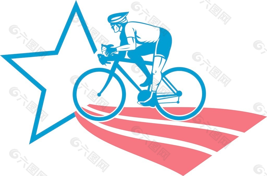 骑自行车的人 骑着自行车赛车星条旗