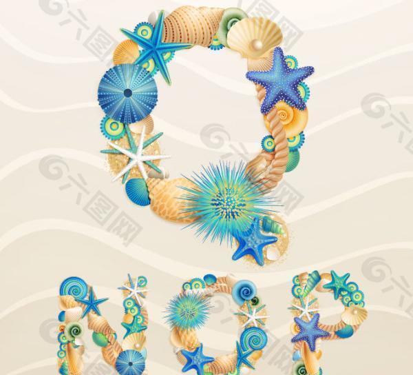 海洋主题字体设计矢量图5