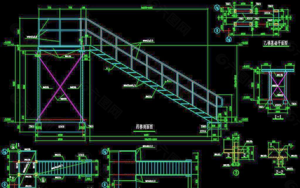 钢结构厂房 楼梯栏杆详图