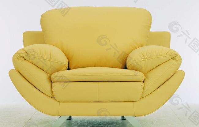 时尚黄色单人沙发3D模型