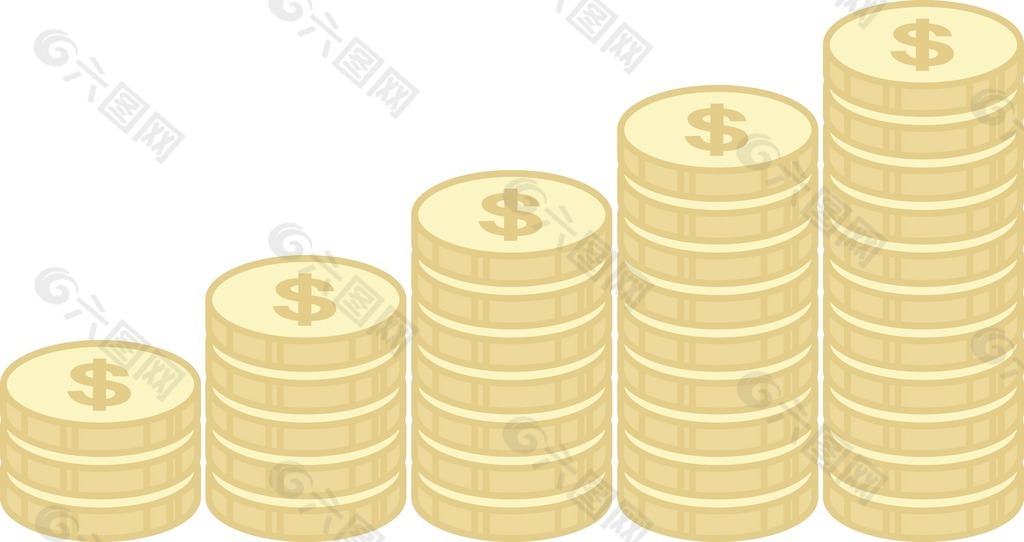 硬币堆-利润和节约概念商业漫画矢量