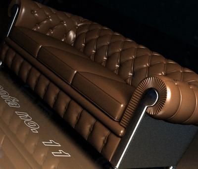 咖啡色真皮沙发3D模型